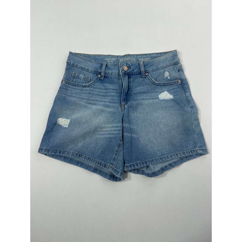 Womens Soundstyle Jamie Short Easy Fit Blue Denim Distressed Shorts Size 6